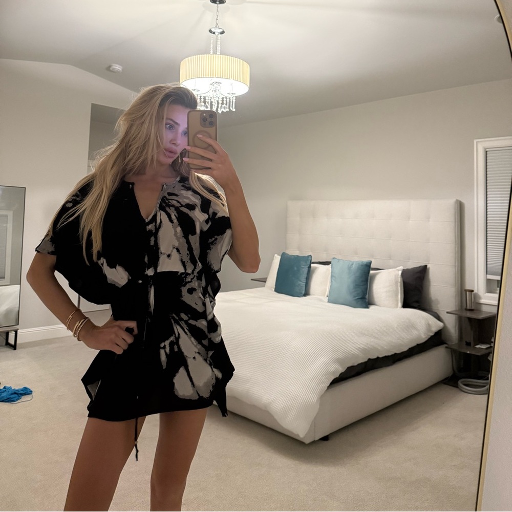 Black floral swimsuit cover up dress